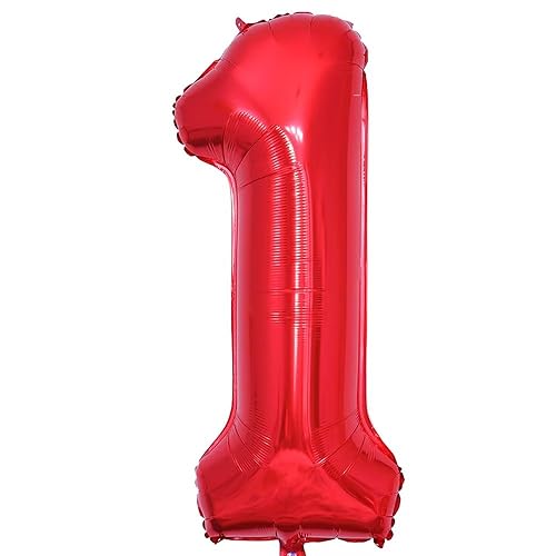 Vthoviwa 40 Zoll/18 Farbens Luftballon Zahlen 1 Rot, Luftballon 1. Geburtstag Foil Ballon, 0123456789,10-19,20-25,30,40,50,60,70,80,90, Folienballon 1 Party Dekoration Helium Unterstützen von Vthoviwa