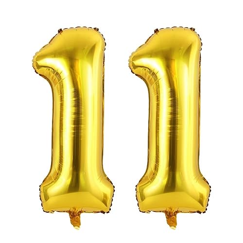 Vthoviwa 40 Zoll/18 Farbens Luftballon Zahlen 11 Golden, Luftballon 11. Geburtstag Foil Ballon, 0123456789,10-19,20-25,30,40,50,60,70,80,90, Folienballon 11 Party Dekoration Helium Unterstützen von Vthoviwa