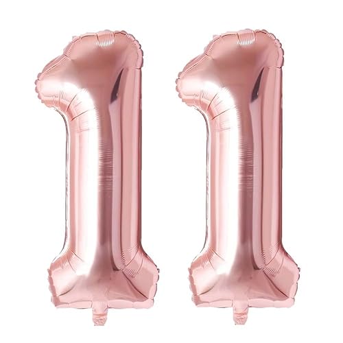 Vthoviwa 40 Zoll/18 Farbens Luftballon Zahlen 11 Rosegolden, Helium Luftballon 11. Geburtstag Foil Ballon, 0123456789,10-19,20-25,30,40,50,60,70,80,90, Folienballon 11 Party Dekoration von Vthoviwa