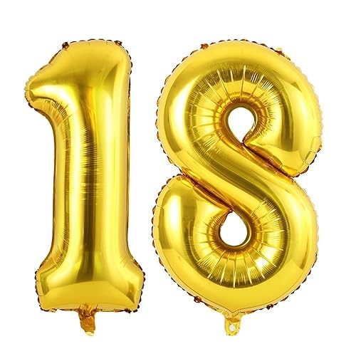 Vthoviwa 40 Zoll/18 Farbens Luftballon Zahlen 18/81 Golden, Helium Luftballon 18. Geburtstag Foil Ballon, 0123456789,10-19,20-25,30,40,50,60,70,80,90, Folienballon 18/81 Party Dekoration Vthoviwa 40 Zoll/18 Farbens Luftballon Zahlen 18/81 Golden, Helium Luftballon 18. Geburtstag Foil Ballon, 0123456789,10-19,20-25,30,40,50,60,70,80,90, Folienballon 18/81 Party Dekoration von Vthoviwa