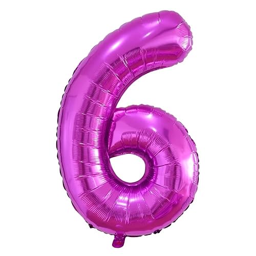 Vthoviwa 40 Zoll/18 Farbens Luftballon Zahlen 6 Rosarot, Luftballon 6. Geburtstag Foil Ballon, 0123456789,10-19,20-25,30,40,50,60,70,80,90, Folienballon 6 Party Dekoration Helium Unterstützen von Vthoviwa