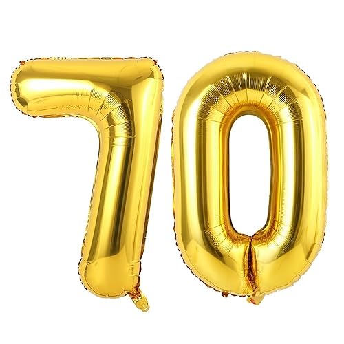 Vthoviwa 40 Zoll/18 Farbens Luftballon Zahlen 70 Golden, Luftballon 70. Geburtstag Foil Ballon, 0123456789,10-19,20-25,30,40,50,60,70,80,90, Folienballon 80 Party Dekoration Helium Unterstützen von Vthoviwa