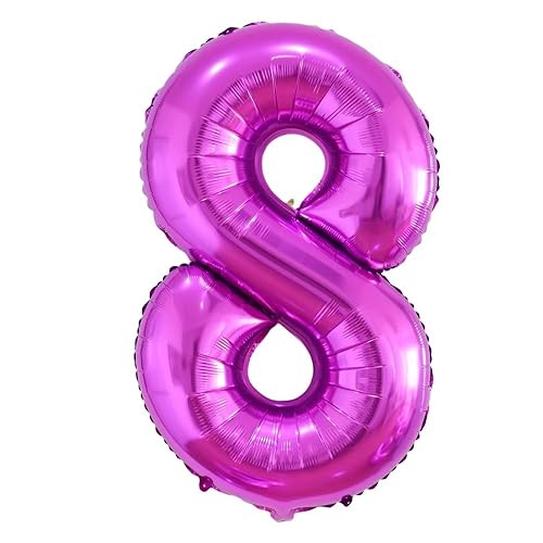 Vthoviwa 40 Zoll/18 Farbens Luftballon Zahlen 8 Rosarot, Luftballon 8. Geburtstag Foil Ballon, 0123456789,10-19,20-25,30,40,50,60,70,80,90, Folienballon 8 Party Dekoration Helium Unterstützen von Vthoviwa