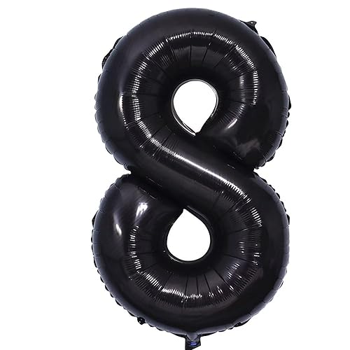 Vthoviwa 40 Zoll/18 Farbens Luftballon Zahlen 8 Schwarz, Luftballon 8. Geburtstag Foil Ballon, 0123456789,10-19,20-25,30,40,50,60,70,80,90, Folienballon 8 Party Dekoration Helium Unterstützen von Vthoviwa