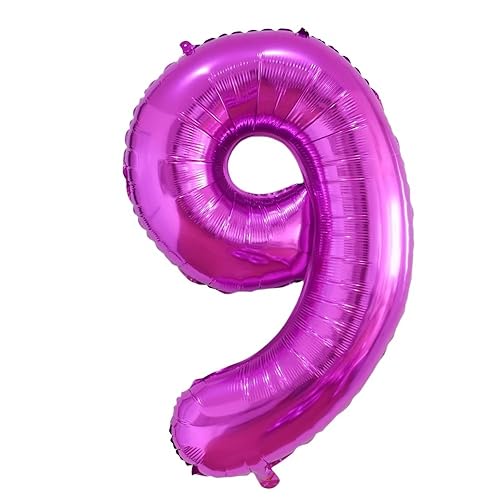 Vthoviwa 40 Zoll/18 Farbens Luftballon Zahlen 9 Rosarot, Luftballon 9. Geburtstag Foil Ballon, 0123456789,10-19,20-25,30,40,50,60,70,80,90, Folienballon 9 Party Dekoration Helium Unterstützen von Vthoviwa
