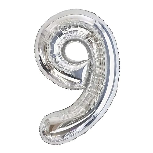 Vthoviwa 40 Zoll/18 Farbens Luftballon Zahlen 9 Silbrig, Luftballon 9. Geburtstag Foil Ballon, 0123456789,10-19,20-25,30,40,50,60,70,80,90, Folienballon 9 Party Dekoration Helium Unterstützen von Vthoviwa