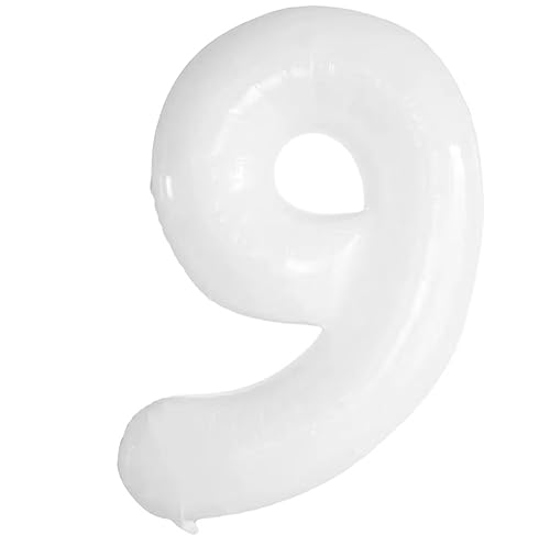 Vthoviwa 40 Zoll/18 Farbens Luftballon Zahlen 9 Weiß, Luftballon 9. Geburtstag Foil Ballon, 0123456789,10-19,20-25,30,40,50,60,70,80,90, Folienballon 9 Party Dekoration Helium Unterstützen von Vthoviwa