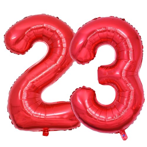 Vthoviwa 101CM Luftballon Zahlen 23/32 Rot, Helium Luftballon 23/32. Geburtstag Foil Ballon, 0123456789,10-19,20-25,30,40,50,60,70,80,90, Folienballon 23/32 Party Dekoration von Vthoviwa