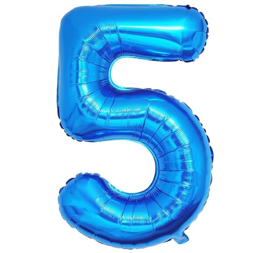 Vthoviwa 101cm Luftballon Zahlen 5 Blau, Luftballon 5. Geburtstag Foil Ballon, Folienballon 5 Party Dekoration Helium Unterstützen von Vthoviwa
