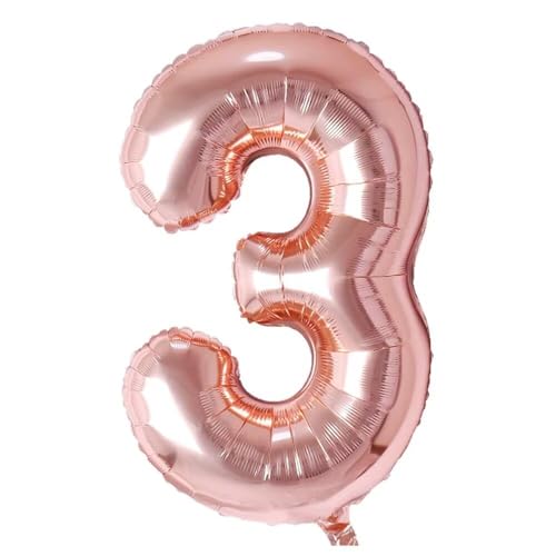 Vthoviwa 32 Zoll Luftballon Zahlen 3 Rosegolden, Luftballon 3. Geburtstag Foil Ballon, 0123456789,10-19,20-25,30,40,50,60,70,80,90, Folienballon 3 Party Dekoration von Vthoviwa