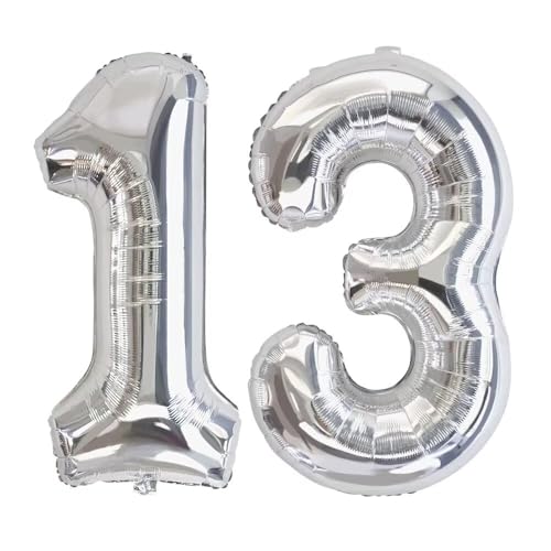 Vthoviwa 32 Zoll Luftballon Zahlen 13/31 silber, Number Luftballon 13/31. Geburtstag Foil Ballon, 0123456789,10-19,20-25,30,40,50,60,70,80,90, Folienballon 13/31 Party Dekoration Vthoviwa 32 Zoll Luftballon Zahlen 13/31 silber, Number Luftballon 13/31. Geburtstag Foil Ballon, 0123456789,10-19,20-25,30,40,50,60,70,80,90, Folienballon 13/31 Party Dekoration von Vthoviwa