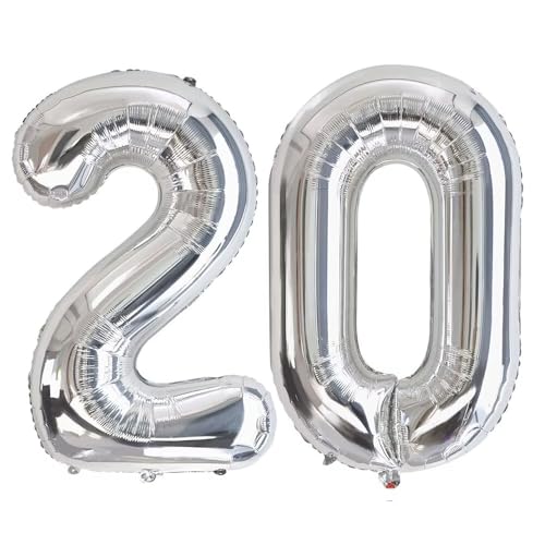 Vthoviwa 32 Zoll Luftballon Zahlen 20 silber, Luftballon 20. Geburtstag Foil Ballon, 0123456789,10-19,20-25,30,40,50,60,70,80,90, Folienballon 20 Party Dekoration Vthoviwa 32 Zoll Luftballon Zahlen 20 silber, Luftballon 20. Geburtstag Foil Ballon, 0123456789,10-19,20-25,30,40,50,60,70,80,90, Folienballon 20 Party Dekoration von Vthoviwa