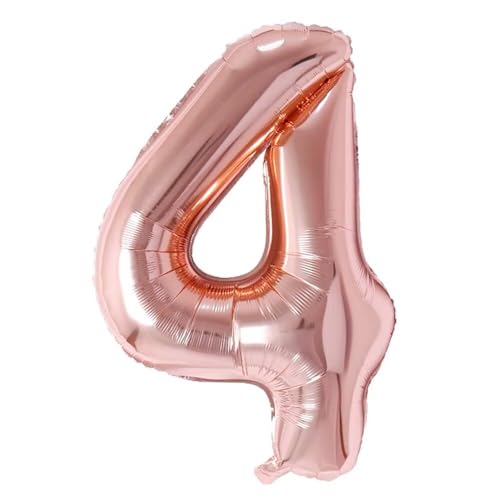 Vthoviwa 32 Zoll Luftballon Zahlen 4 Rosegolden, Luftballon 4. Geburtstag Foil Ballon, 0123456789,10-19,20-25,30,40,50,60,70,80,90, Folienballon 4 Party Dekoration von Vthoviwa