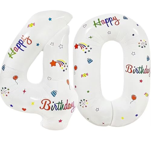 Vthoviwa 32 Zoll Luftballon Zahlen 40 Weiß, Luftballon 40. Geburtstag Foil Ballon, 0123456789,10-19,20-25,30,40,50,60,70,80,90, Folienballon 40 Party Dekoration Vthoviwa 32 Zoll Luftballon Zahlen 40 Weiß, Luftballon 40. Geburtstag Foil Ballon, 0123456789,10-19,20-25,30,40,50,60,70,80,90, Folienballon 40 Party Dekoration von Vthoviwa