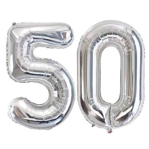 Vthoviwa 32 Zoll Luftballon Zahlen 50 silber, Luftballon 50. Geburtstag Foil Ballon, 0123456789,10-19,20-25,30,40,50,60,70,80,90, Folienballon 50 Party Dekoration Vthoviwa 32 Zoll Luftballon Zahlen 50 silber, Luftballon 50. Geburtstag Foil Ballon, 0123456789,10-19,20-25,30,40,50,60,70,80,90, Folienballon 50 Party Dekoration von Vthoviwa