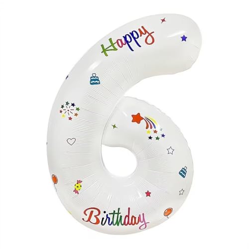 Vthoviwa 32 Zoll Luftballon Zahlen 6 Weiß, Luftballon 6. Geburtstag Foil Ballon, 0123456789,10-19,20-25,30,40,50,60,70,80,90, Folienballon 6 Party Dekoration Vthoviwa 32 Zoll Luftballon Zahlen 6 Weiß, Luftballon 6. Geburtstag Foil Ballon, 0123456789,10-19,20-25,30,40,50,60,70,80,90, Folienballon 6 Party Dekoration von Vthoviwa