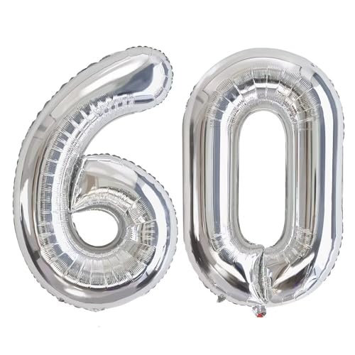 Vthoviwa 32 Zoll Luftballon Zahlen 60 silber, Luftballon 60. Geburtstag Foil Ballon, 0123456789,10-19,20-25,30,40,50,60,70,80,90, Folienballon 60 Party Dekoration Vthoviwa 32 Zoll Luftballon Zahlen 60 silber, Luftballon 60. Geburtstag Foil Ballon, 0123456789,10-19,20-25,30,40,50,60,70,80,90, Folienballon 60 Party Dekoration von Vthoviwa