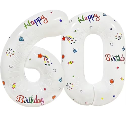 Vthoviwa 32 Zoll Luftballon Zahlen 60 Weiß, Luftballon 60. Geburtstag Foil Ballon, 0123456789,10-19,20-25,30,40,50,60,70,80,90, Folienballon 60 Party Dekoration Vthoviwa 32 Zoll Luftballon Zahlen 60 Weiß, Luftballon 60. Geburtstag Foil Ballon, 0123456789,10-19,20-25,30,40,50,60,70,80,90, Folienballon 60 Party Dekoration von Vthoviwa