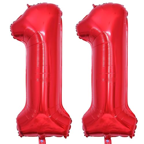 Vthoviwa 40 Zoll/18 Farbens Luftballon Zahlen 11 Rot, Luftballon 11. Geburtstag Foil Ballon, 0-90 Folienballon 11 Party Dekoration Helium Unterstützen von Vthoviwa