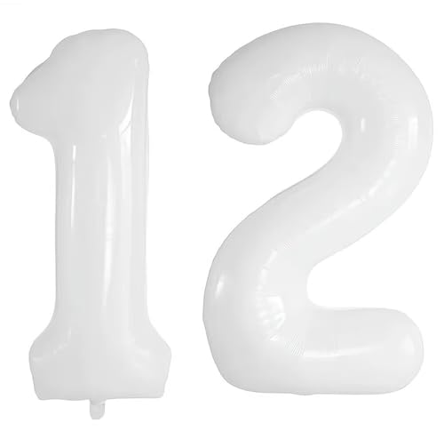 Vthoviwa 40 Zoll/18 Farbens Luftballon Zahlen 12/21 Weiß, Helium Luftballon 12/21. Geburtstag Foil Ballon, 0-90 Folienballon 12/21 Party Dekoration von Vthoviwa