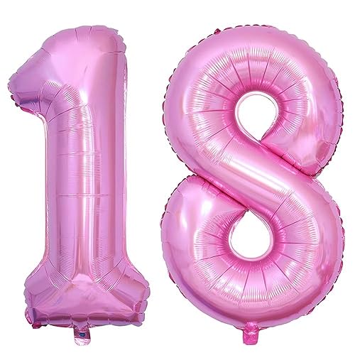 Vthoviwa 40 Zoll/18 Farbens Luftballon Zahlen 18/81 Rosa, Helium Luftballon 18/81. Geburtstag Foil Ballon, 0123456789,10-19,20-25,30,40,50,60,70,80,90, Folienballon 18/81 Party Dekoration von Vthoviwa