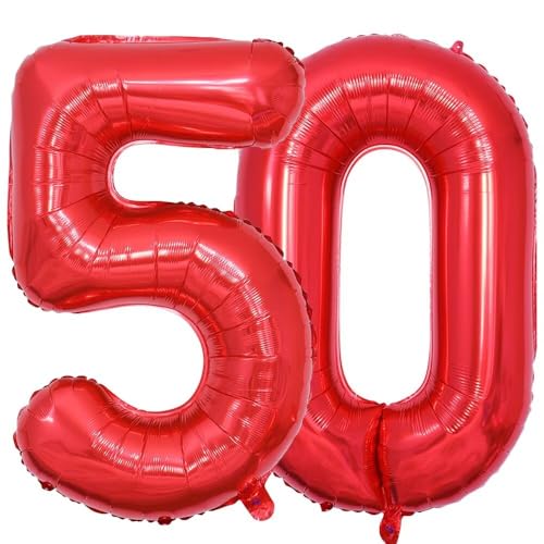 Vthoviwa 40 Zoll/18 Farbens Luftballon Zahlen 50 Rot, Luftballon 50. Geburtstag Foil Ballon, 0-90 Folienballon 50 Party Dekoration Helium Unterstützen Vthoviwa 40 Zoll/18 Farbens Luftballon Zahlen 50 Rot, Luftballon 50. Geburtstag Foil Ballon, 0-90 Folienballon 50 Party Dekoration Helium Unterstützen von Vthoviwa