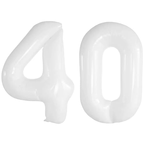 Vthoviwa 40 Zoll Folienballon 40 Party Dekoration Weiß, Luftballon 40. Geburtstag Foil Ballon, 0123456789,10-19,20-25,30,40,50,60,70,80,90, Luftballon Geburstag 40 Helium Unterstützen Vthoviwa 40 Zoll Folienballon 40 Party Dekoration Weiß, Luftballon 40. Geburtstag Foil Ballon, 0123456789,10-19,20-25,30,40,50,60,70,80,90, Luftballon Geburstag 40 Helium Unterstützen von Vthoviwa