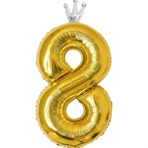 Vthoviwa Krone Luftballon Zahlen 8 Golden, Luftballon 8. Geburtstag Foil Ballon, 0123456789,Party Decoration Helium Unterstützen Vthoviwa Krone Luftballon Zahlen 8 Golden, Luftballon 8. Geburtstag Foil Ballon, 0123456789,Party Decoration Helium Unterstützen von Vthoviwa