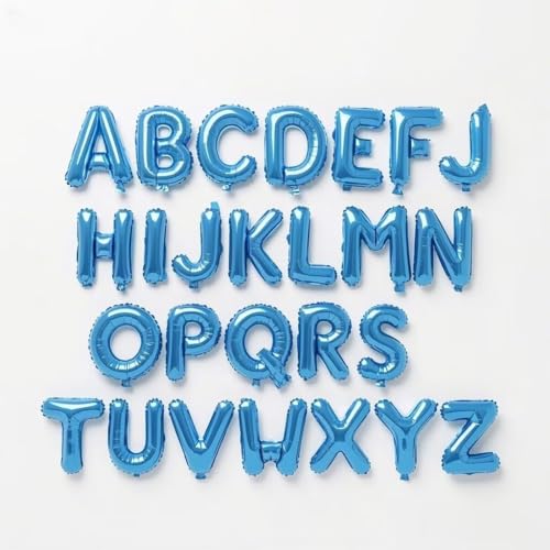 Vthoviwa Jumbo Alphabet Luftballons 16 Zoll Alufolien Buchstaben ballons A-Z (26 Stück)- Buchstaben Luftballons für Geburtstag, Hochzeit, Partydeko – Blau Farbige Buchstaben – Inkl. Aufblashilfe von Vthoviwa