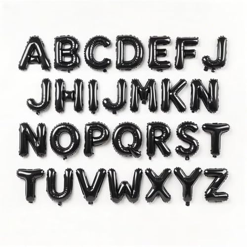 Vthoviwa Jumbo Alphabet Luftballons 16 Zoll Alufolien Buchstaben ballons A-Z (26 Stück)- Buchstaben Luftballons für Geburtstag, Hochzeit, Partydeko – schwarz Farbige Buchstaben – Inkl. Aufblashilfe von Vthoviwa