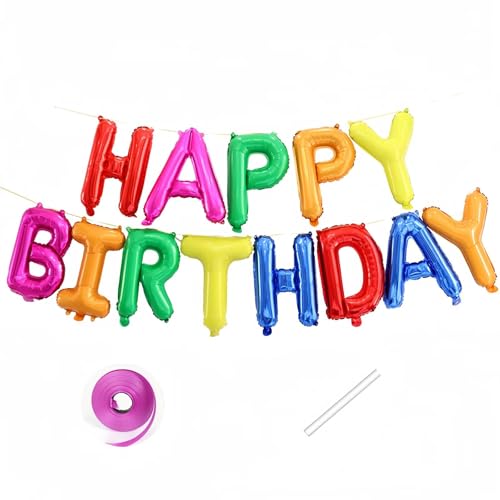 Vthoviwa Mehrfarbig Banner HAPPY BIRTHDAY Girlande Luftballons, 16 Zoll Geburtstag Folienballon Alufolie Geburtstagsballon Mehrfarbig von Vthoviwa