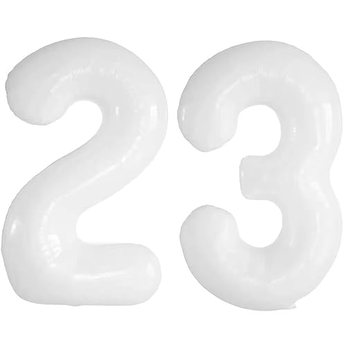 Vthoviwa 40 Zoll/18 Farbens Luftballon Zahlen 23/32 Weiß, Helium Luftballon 23/32. Geburtstag Foil Ballon, 0123456789,10-19,20-25,30,40,50,60,70,80,90, Folienballon 23/32 Party Dekoration von Vthoviwa