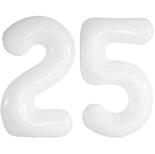 Vthoviwa 40 Zoll/18 Farbens Luftballon Zahlen 25/52 Weiß, Helium Luftballon 25/52. Geburtstag Foil Ballon, 0123456789,10-19,20-25,30,40,50,60,70,80,90, Folienballon 25/52 Party Dekoration Vthoviwa 40 Zoll/18 Farbens Luftballon Zahlen 25/52 Weiß, Helium Luftballon 25/52. Geburtstag Foil Ballon, 0123456789,10-19,20-25,30,40,50,60,70,80,90, Folienballon 25/52 Party Dekoration von Vthoviwa