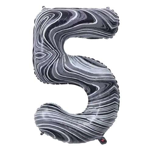 Vthoviwa 40 Zoll/18 Farbens Luftballon Zahlen 5 Agate-Pattern, Helium Luftballon 5. Geburtstag Foil Ballon, 0123456789,10-19,20-25,30,40,50,60,70,80,90, Folienballon 5 Party Dekoration von Vthoviwa