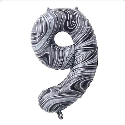 Vthoviwa 40 Zoll/18 Farbens Luftballon Zahlen 9 Agate-Pattern, Helium Luftballon 9. Geburtstag Foil Ballon, 0123456789,10-19,20-25,30,40,50,60,70,80,90, Folienballon 9 Party Dekoration von Vthoviwa