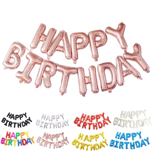 Vthoviwa Rose or Banner HAPPY BIRTHDAY Girlande Luftballons Rose or, 16 Zoll Geburtstag Folienballon Alufolie Geburtstagsballon Rose or von Vthoviwa
