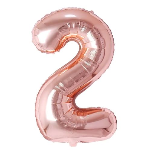 Vthoviwa 32 Zoll Luftballon Zahlen 2 Rosegolden, Luftballon 2. Geburtstag Foil Ballon, 0123456789,10-19,20-25,30,40,50,60,70,80,90, Folienballon 2 Party Dekoration von Vthoviwa