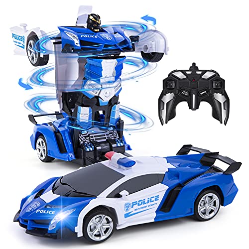 Vubkkty Auto Roboter Spielzeug für Kinder, 2.4GHz Fernbedienung Zwei-in-Eins Transformator RC Auto, 1:18 Scale Transforming Spielzeuggeschenk für Kinder ab 6 7 8 9 10 Jahre von Vubkkty
