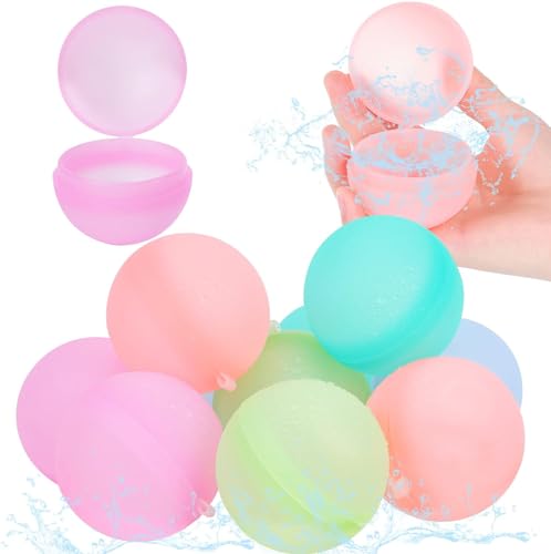 Wasserbomben Wiederverwendbar, 10Pcs nachfüllbare Wasserballons für Kinder und Erwachsene, neue wiederverwendbare Wasserballons aus Silikon, Sommer-Pool-Wasserspielzeug, Wasserbälle ohne Magnet von Vubkkty
