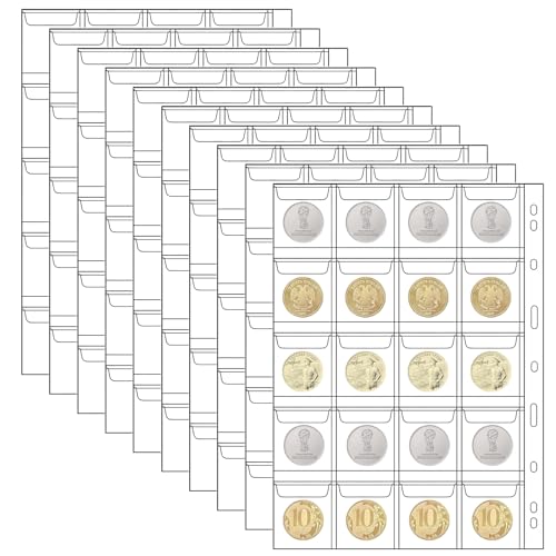 Vueinrg 10 Blatt Münzalbum Münztasche Münztaschenseite mit Standard 9-Loch 20 Fächer Münzsammlungsseiten Sammlermünzen Aufbewahrung Münzblätter für 1 Euro, 2 Euro Münzen Vueinrg 10 Blatt Münzalbum Münztasche Münztaschenseite mit Standard 9-Loch 20 Fächer Münzsammlungsseiten Sammlermünzen Aufbewahrung Münzblätter für 1 Euro, 2 Euro Münzen von Vueinrg