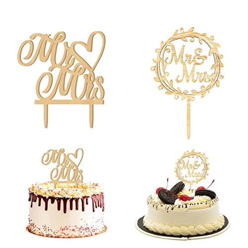 2 Stück Cake Topper Hochzeit,Hochzeitstorte Topper Holz,Mr und Mrs Cake Topper Kuchendeckel aus Holz,Torten Topper Hochzeit,für Hochzeitstorten Geburtstag Geburtstag Dekor(Garland+Mr&Mrs) von Vulevirtue