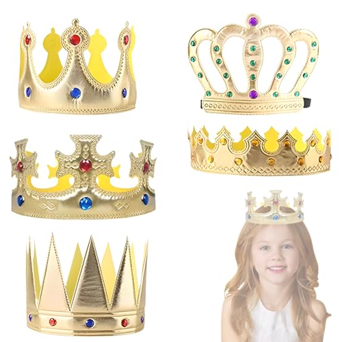 Geburtstagskrone,5 Stück Krone König,Geburtstag Königskrone Hüte,Königskronen Partyhut,Royal Jeweled Königskrone Hut,Crown Tiara Kostüm Zubehör für Kinder Erwachsene von Vulevirtue