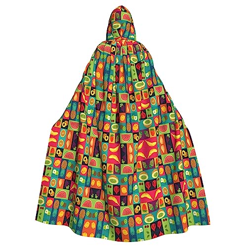 Kapuzenumhang im Kunststil, Obstdruck, lange Kapuze, Weihnachten, Halloween, Kostüme von Vuoongt