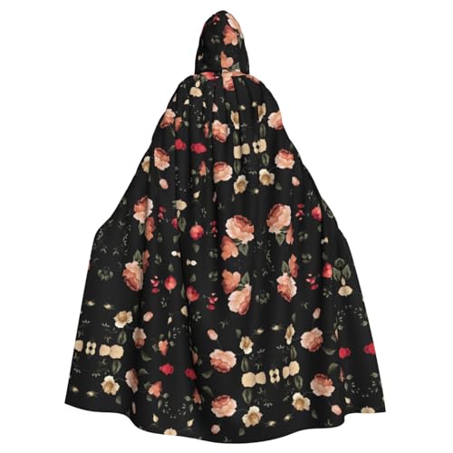 Kapuzenumhang mit Blumenmuster (2) bedruckt, volle Länge, langer Kapuzenpullover, Weihnachten, Halloween-Kostüme von Vuoongt