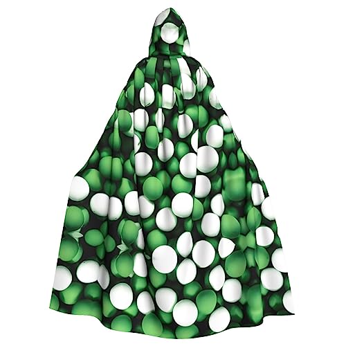 Kapuzenumhang mit Fußball-Motiv, lang, lang, mit Kapuze, für Weihnachten, Halloween, Kostüme, Weiß / Grün von Vuoongt