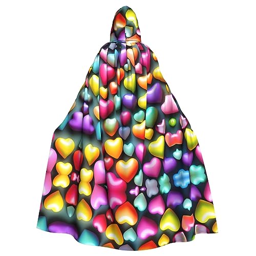 Kapuzenumhang mit buntem Regenbogen-Herz-Aufdruck, volle Länge, langer Kapuzenpullover, Weihnachten, Halloween-Kostüme Kapuzenumhang mit buntem Regenbogen-Herz-Aufdruck, volle Länge, langer Kapuzenpullover, Weihnachten, Halloween-Kostüme von Vuoongt