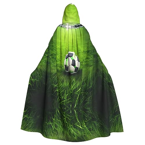Kapuzenumhang mit grünem Gras, Fußball-Druck, lange Kapuze, Weihnachten, Halloween-Kostüme von Vuoongt