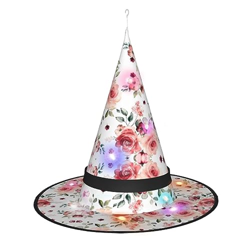 Vuoongt Blühender Rosen-Blumen-Druck, Halloween-Hut, vielseitig, leicht, Kostümzubehör, faltbar, spitz, Hutwithlight Vuoongt Blühender Rosen-Blumen-Druck, Halloween-Hut, vielseitig, leicht, Kostümzubehör, faltbar, spitz, Hutwithlight von Vuoongt