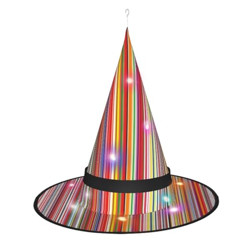 Vuoongt Bunte Streifen. Bedruckter Halloween-Hut, vielseitig, leicht, Kostümzubehör, faltbar, spitz, Hutwithlight Vuoongt Bunte Streifen. Bedruckter Halloween-Hut, vielseitig, leicht, Kostümzubehör, faltbar, spitz, Hutwithlight von Vuoongt