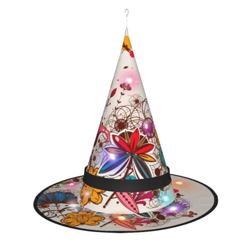 Vuoongt Buntes Blumen- und Schmetterlings-Motiv, vielseitig, leicht, Kostümzubehör, faltbar, spitz, Hutlicht Vuoongt Buntes Blumen- und Schmetterlings-Motiv, vielseitig, leicht, Kostümzubehör, faltbar, spitz, Hutlicht von Vuoongt